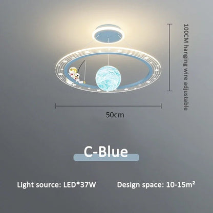 Lampe Enfant Suspension Astronaute LED Dimmable Ambiance Ciel Étoilé - Luminous Place