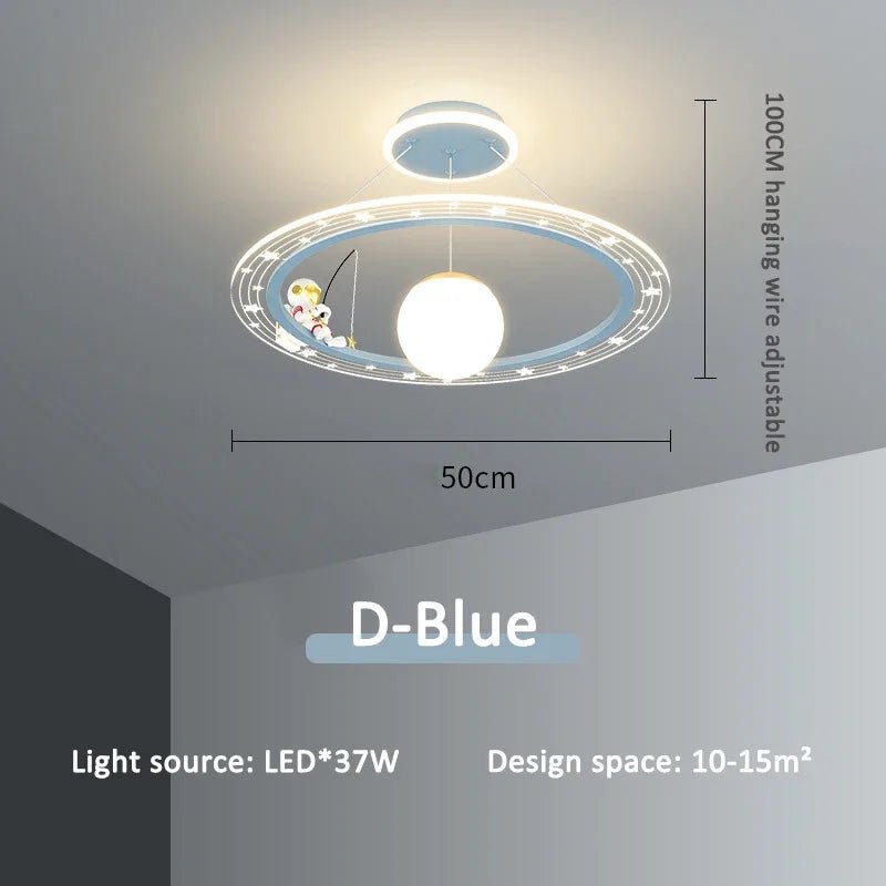 Lampe Enfant Suspension Astronaute LED Dimmable Ambiance Ciel Étoilé - Luminous Place
