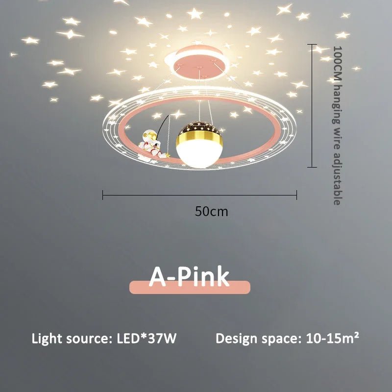 Lampe Enfant Suspension Astronaute LED Dimmable Ambiance Ciel Étoilé - Luminous Place