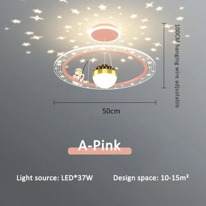 Lampe Enfant Suspension Astronaute LED Dimmable Ambiance Ciel Étoilé - Luminous Place
