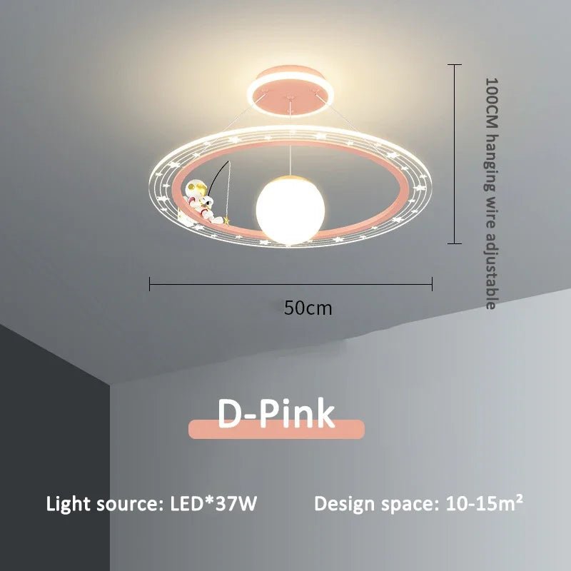 Lampe Enfant Suspension Astronaute LED Dimmable Ambiance Ciel Étoilé - Luminous Place