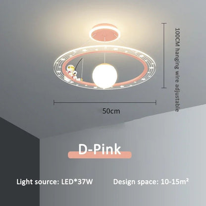 Lampe Enfant Suspension Astronaute LED Dimmable Ambiance Ciel Étoilé - Luminous Place