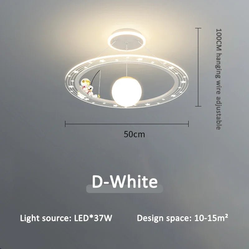 Lampe Enfant Suspension Astronaute LED Dimmable Ambiance Ciel Étoilé - Luminous Place
