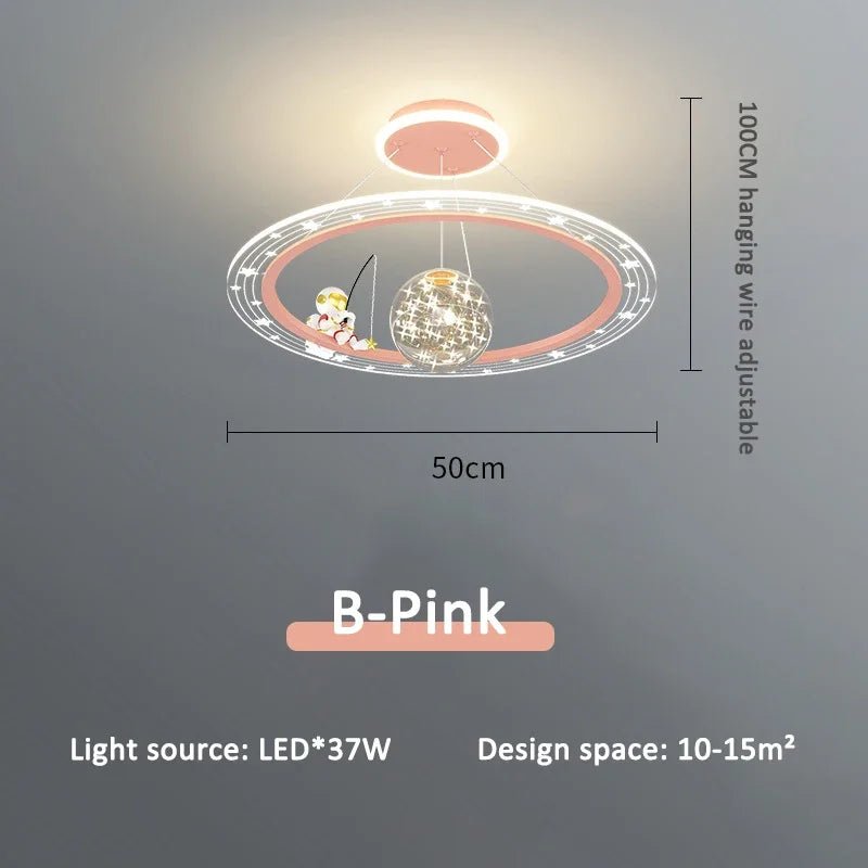 Lampe Enfant Suspension Astronaute LED Dimmable Ambiance Ciel Étoilé - Luminous Place