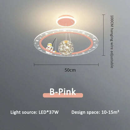 Lampe Enfant Suspension Astronaute LED Dimmable Ambiance Ciel Étoilé - Luminous Place