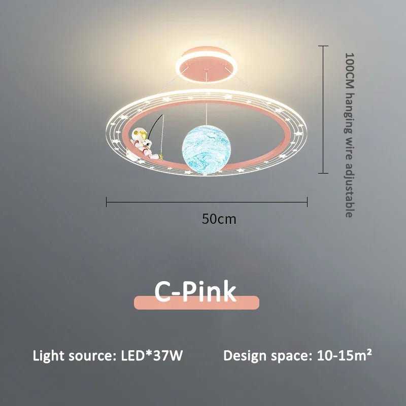 Lampe Enfant Suspension Astronaute LED Dimmable Ambiance Ciel Étoilé - Luminous Place