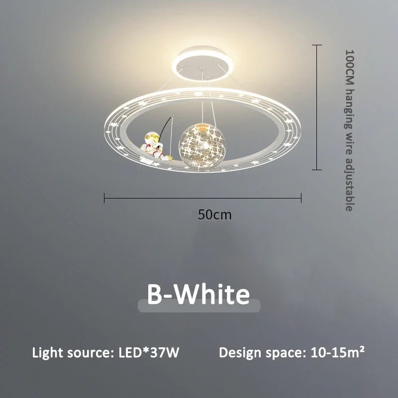 Lampe Enfant Suspension Astronaute LED Dimmable Ambiance Ciel Étoilé - Luminous Place
