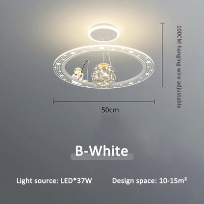Lampe Enfant Suspension Astronaute LED Dimmable Ambiance Ciel Étoilé - Luminous Place