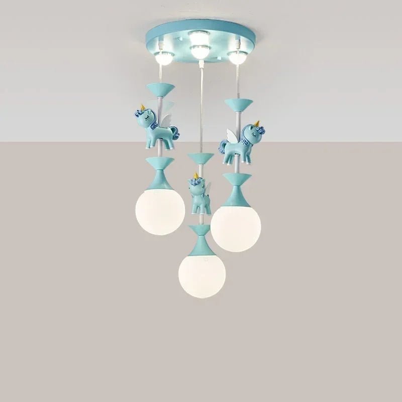 Lampe Enfant Suspension LED Carrousel Rose Design Créatif et Protection des Yeux - Luminous Place