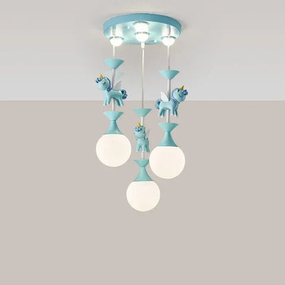 Lampe Enfant Suspension LED Carrousel Rose Design Créatif et Protection des Yeux - Luminous Place