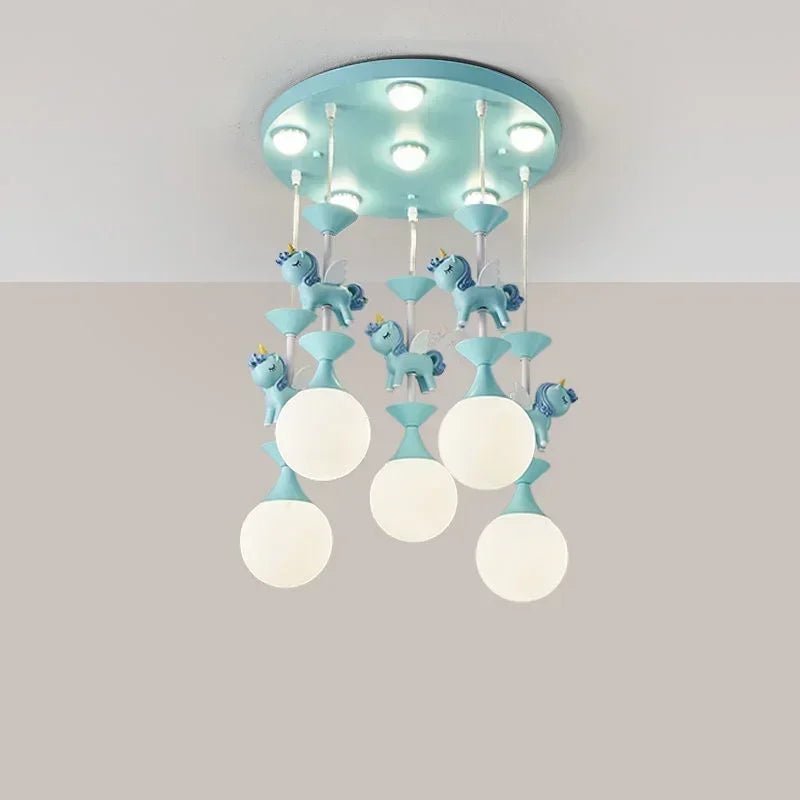 Lampe Enfant Suspension LED Carrousel Rose Design Créatif et Protection des Yeux - Luminous Place