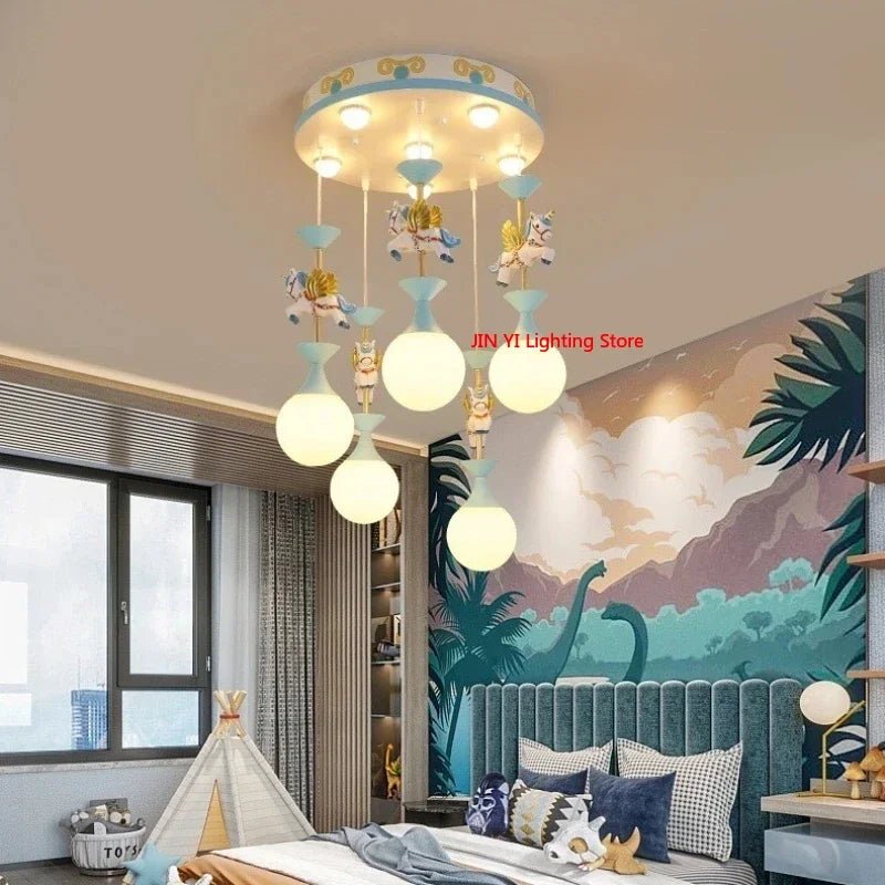 Lampe Enfant Suspension Licorne Rose en Fer Forgé, Lumière Chaude Cosy - Luminous Place