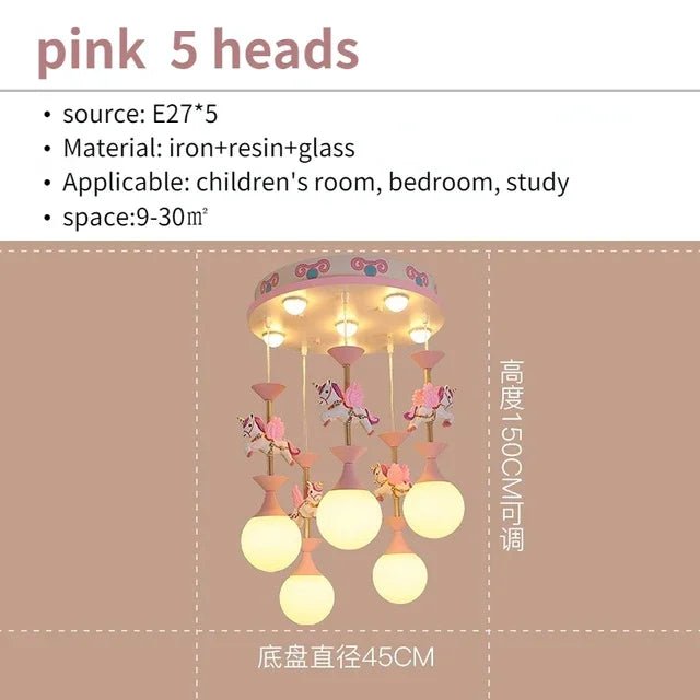 Lampe Enfant Suspension Licorne Rose en Fer Forgé, Lumière Chaude Cosy - Luminous Place