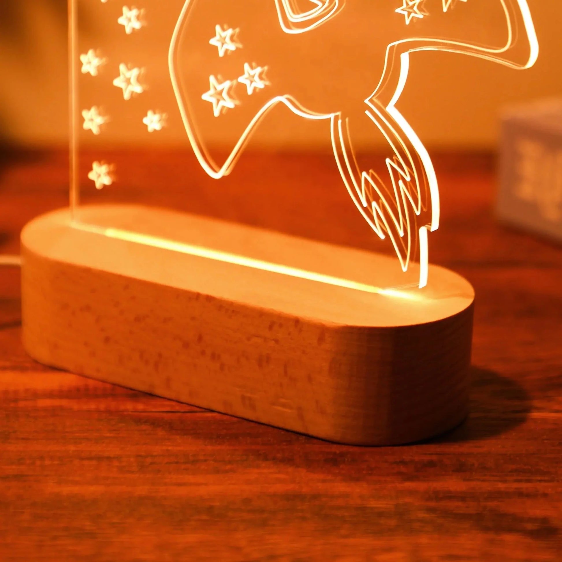Lampe Enfant USB personnalisée en bois avec lumière LED douce pour chambre bébé - Luminous Place