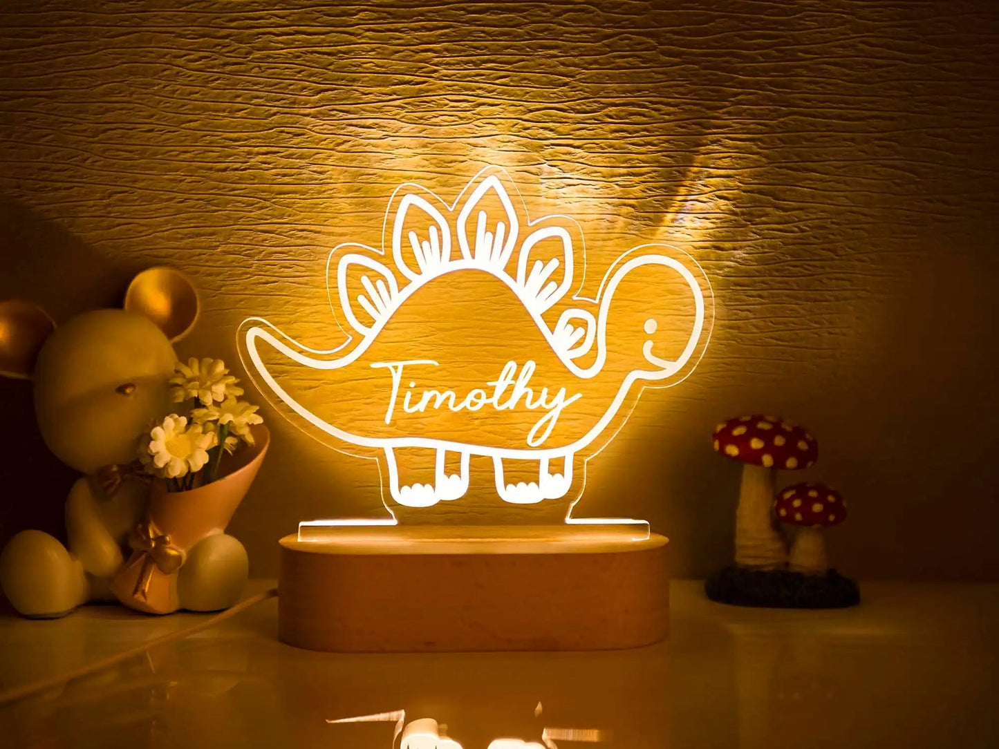 Lampe Enfant USB personnalisée en bois avec lumière LED douce pour chambre bébé - Luminous Place