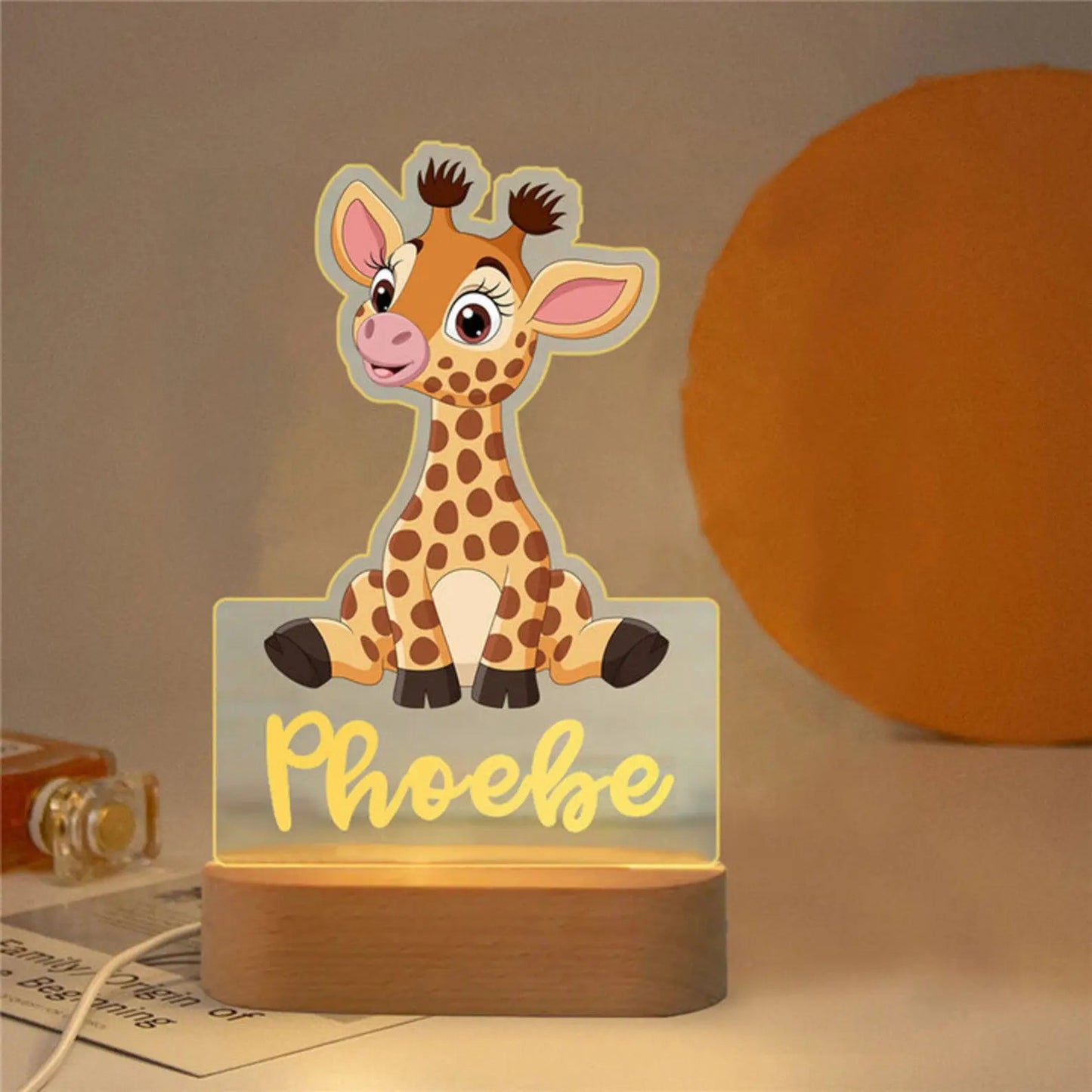 Lampe Enfant Veilleuse Animal en Acrylique Gravée, Lumière Douce Personnalisée - Luminous Place