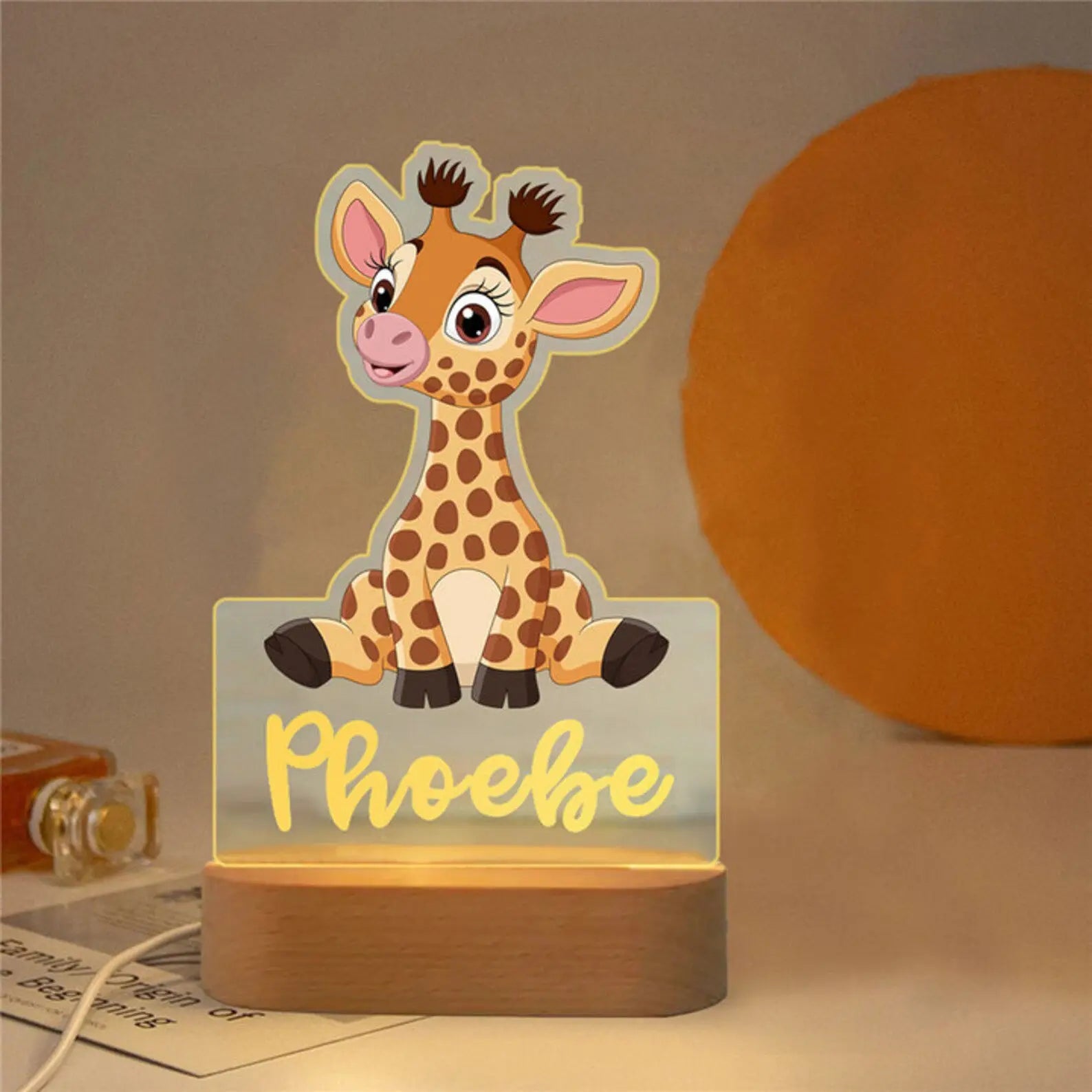 Lampe Enfant Veilleuse Animal en Acrylique Gravée, Lumière Douce Personnalisée - Luminous Place