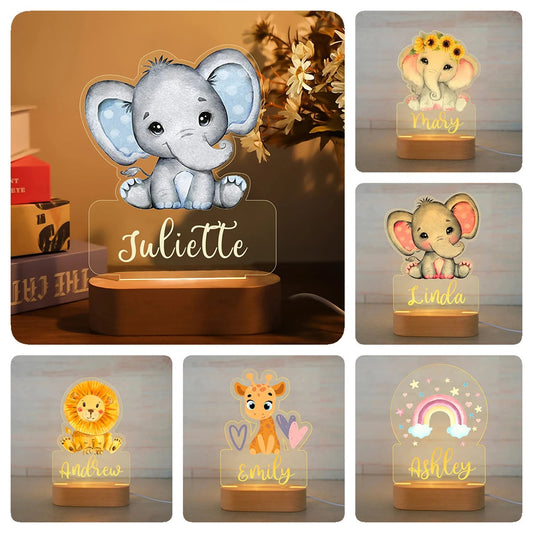 Lampe Enfant Veilleuse Animal en Acrylique Gravée, Lumière Douce Personnalisée - Luminous Place