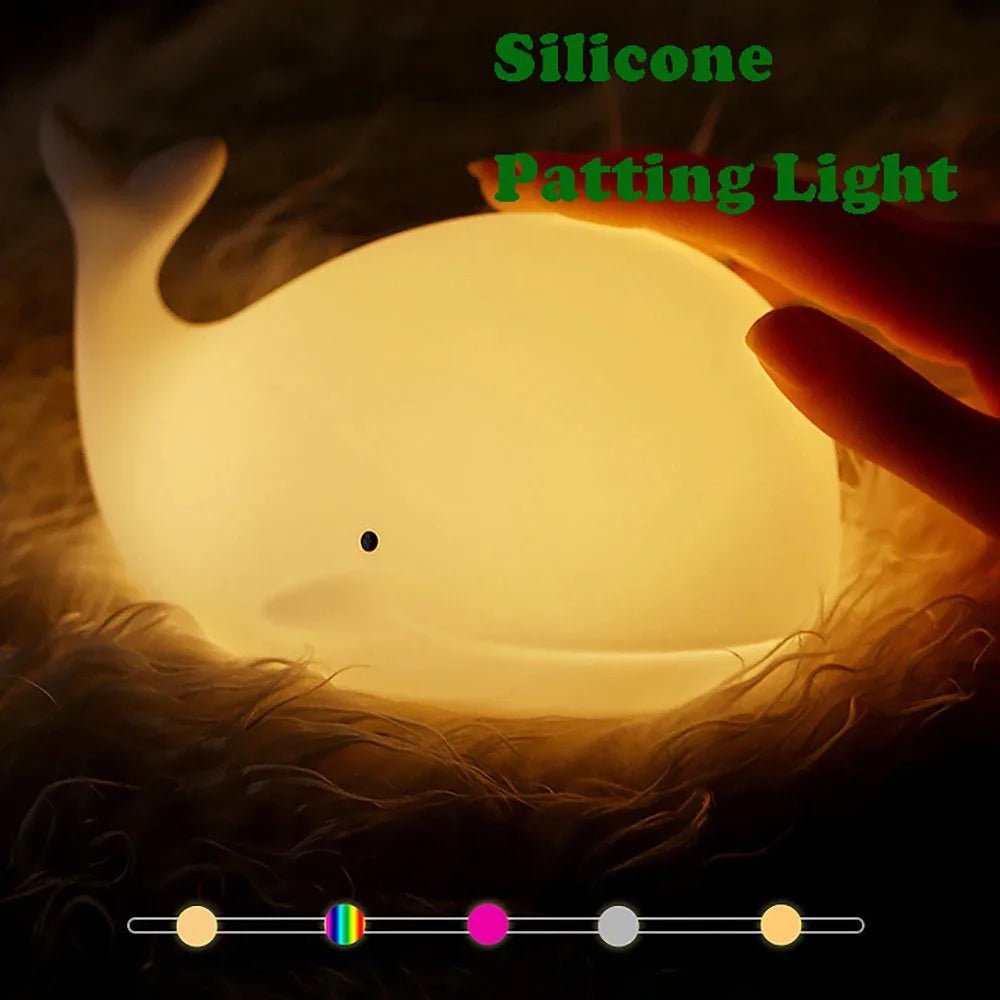 Lampe Enfant Veilleuse Baleine Silicone LED Tactile USB Rechargeable Lumière Chaude - Luminous Place
