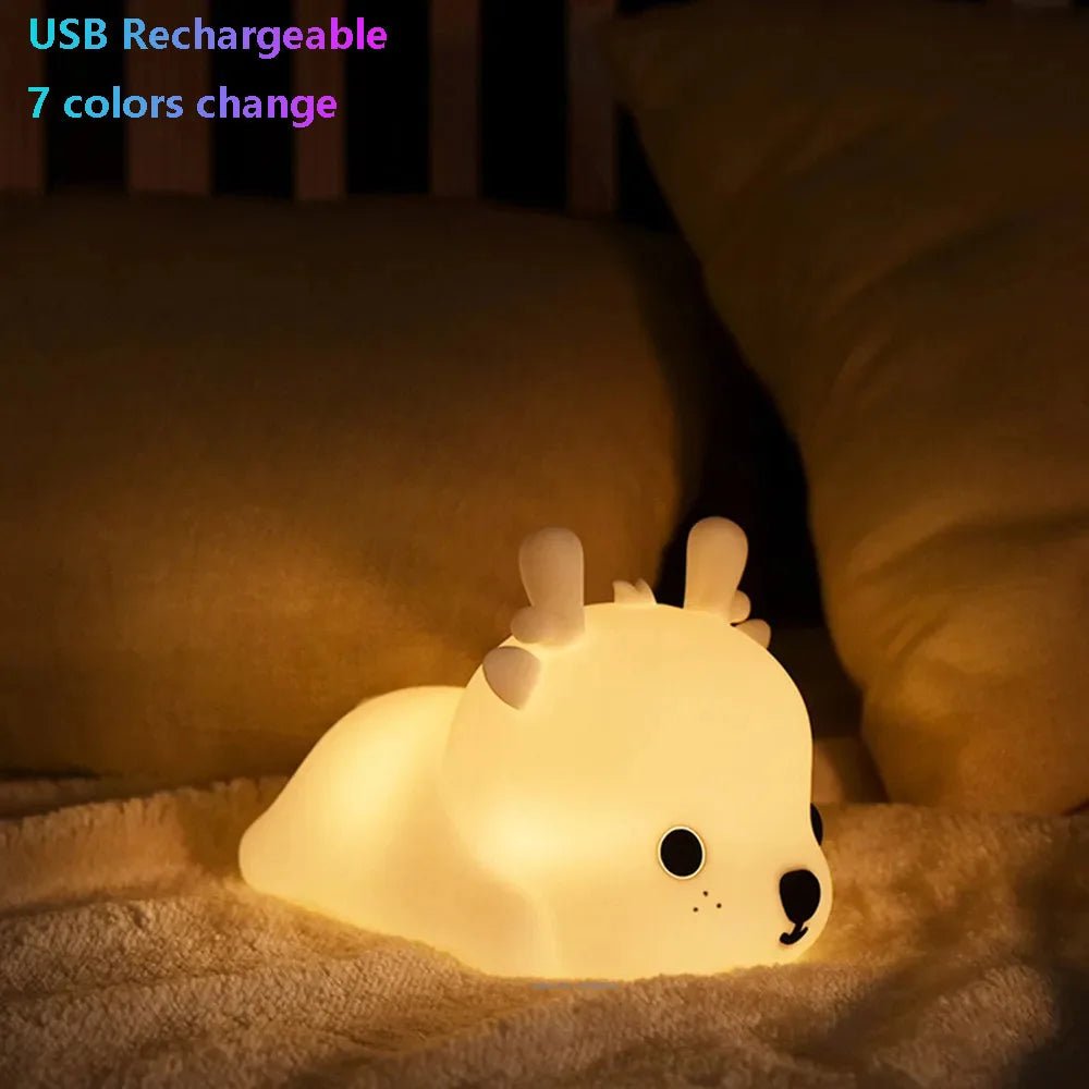 Lampe Enfant Veilleuse Baleine Silicone LED Tactile USB Rechargeable Lumière Chaude - Luminous Place