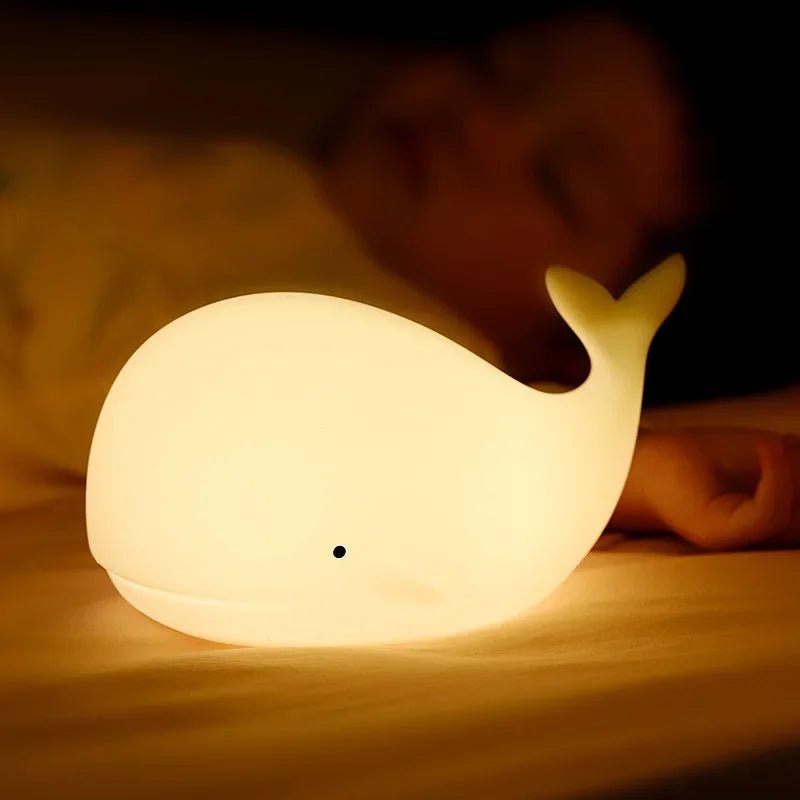 Lampe Enfant Veilleuse Baleine Silicone LED Tactile USB Rechargeable Lumière Chaude - Luminous Place
