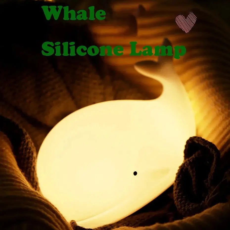 Lampe Enfant Veilleuse Baleine Silicone LED Tactile USB Rechargeable Lumière Chaude - Luminous Place