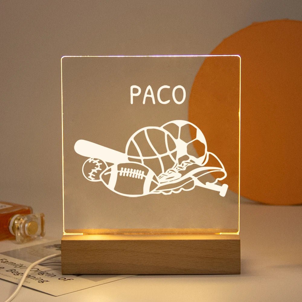 Lampe Enfant Veilleuse LED 3D Personnalisée USB en Cristal pour Chambre Cozy - Luminous Place