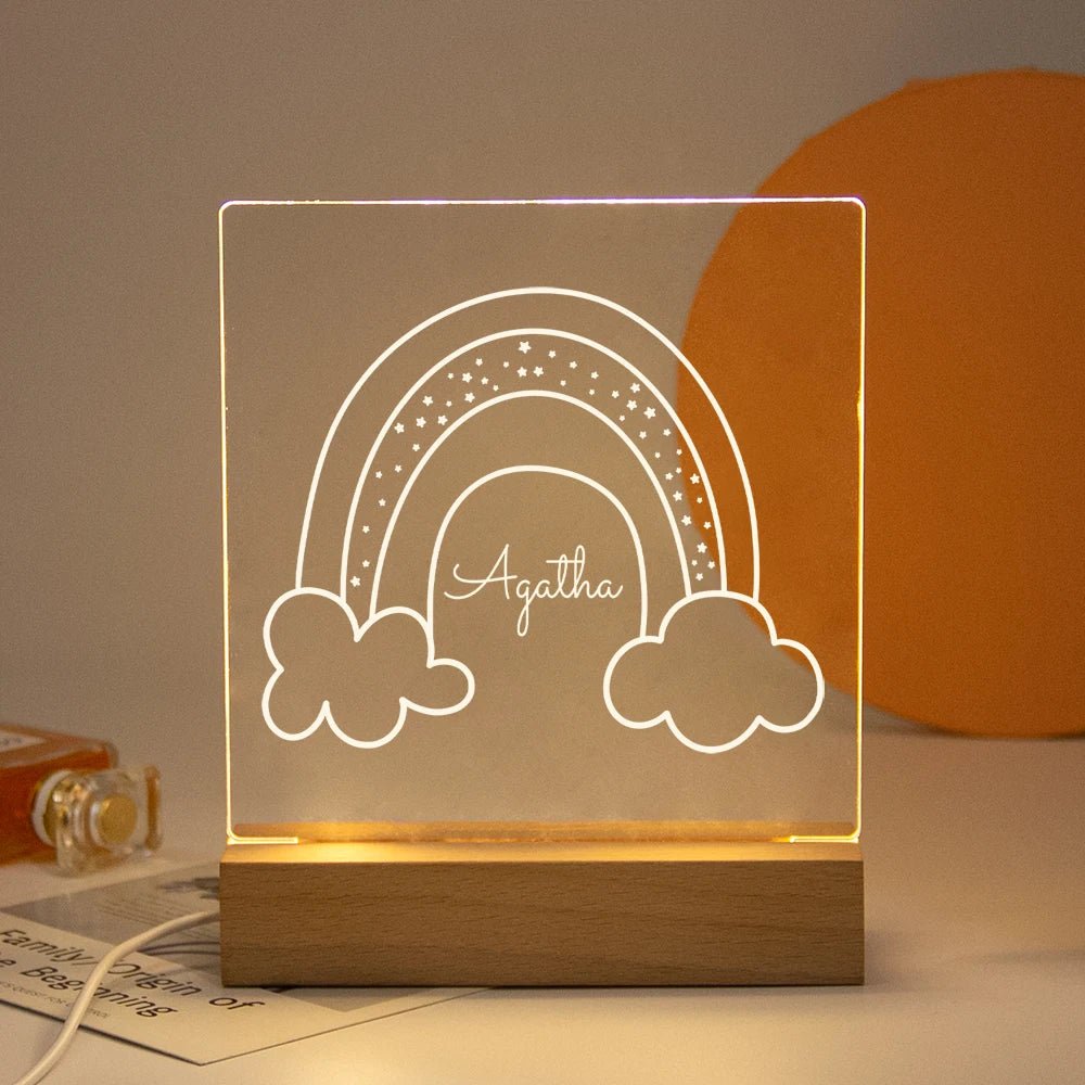 Lampe Enfant Veilleuse LED 3D Personnalisée USB en Cristal pour Chambre Cozy - Luminous Place