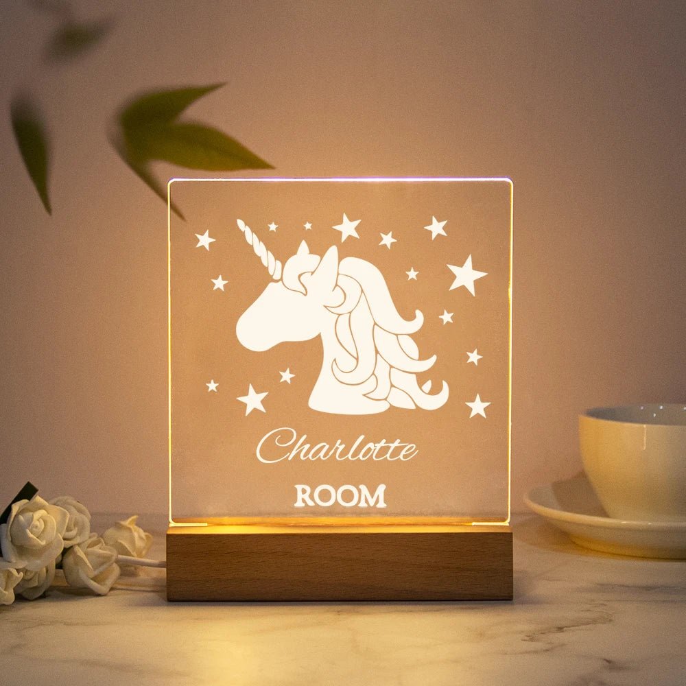 Lampe Enfant Veilleuse LED 3D Personnalisée USB en Cristal pour Chambre Cozy - Luminous Place