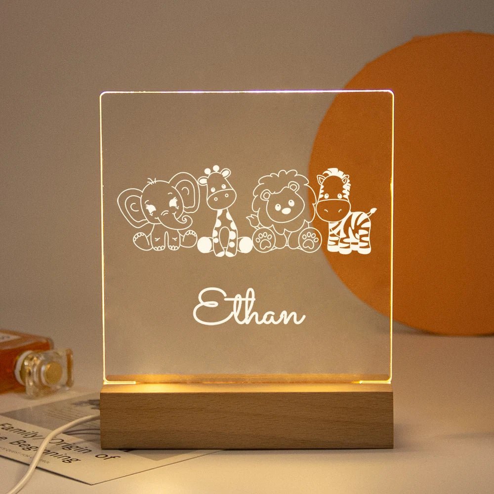 Lampe Enfant Veilleuse LED 3D Personnalisée USB en Cristal pour Chambre Cozy - Luminous Place