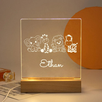 Lampe Enfant Veilleuse LED 3D Personnalisée USB en Cristal pour Chambre Cozy - Luminous Place