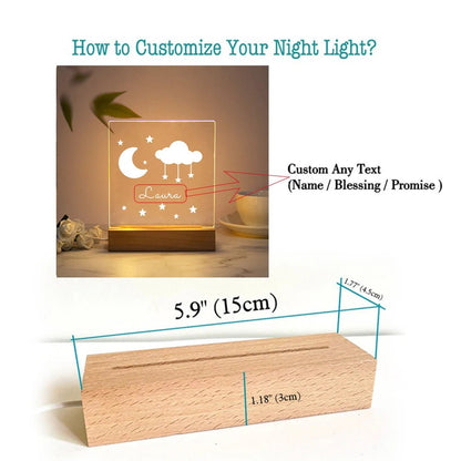 Lampe Enfant Veilleuse LED 3D Personnalisée USB en Cristal pour Chambre Cozy - Luminous Place