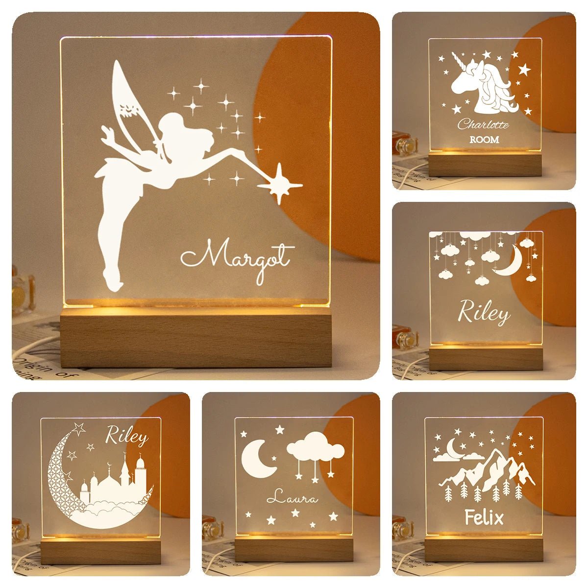 Lampe Enfant Veilleuse LED 3D Personnalisée USB en Cristal pour Chambre Cozy - Luminous Place