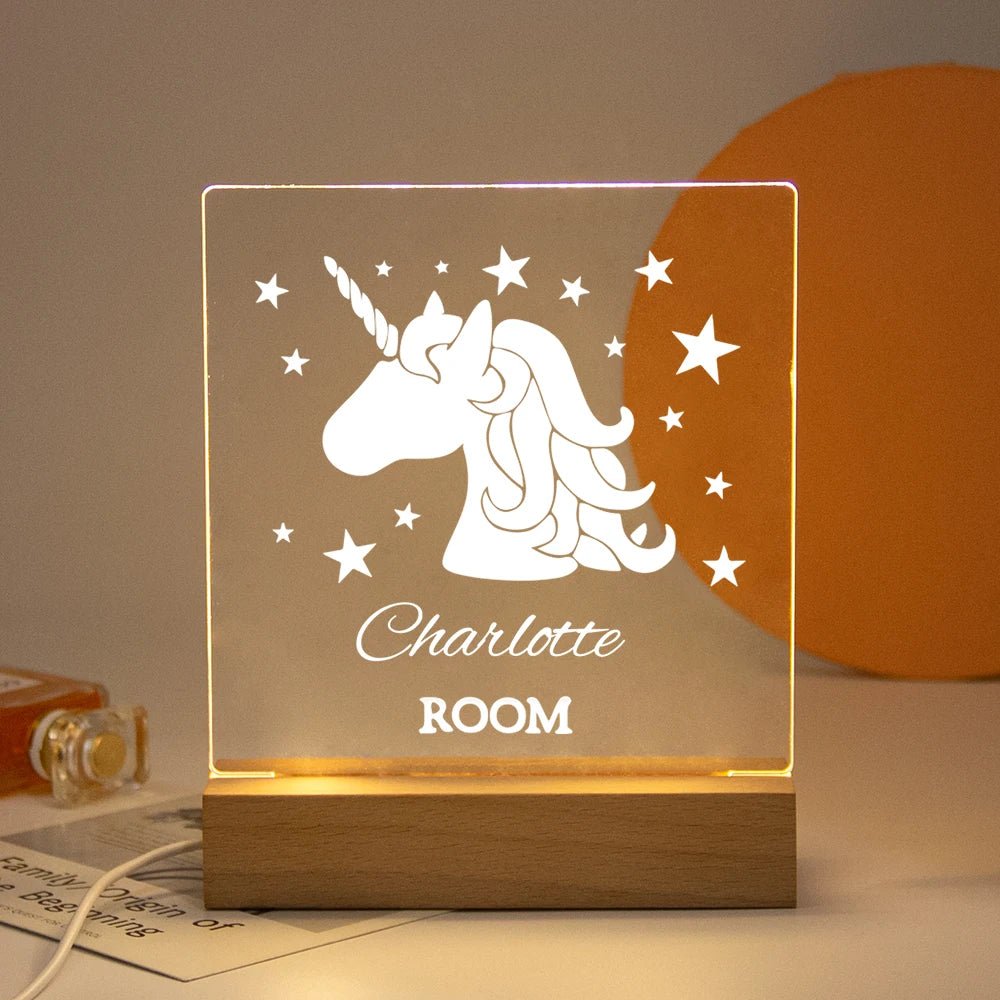 Lampe Enfant Veilleuse LED 3D Personnalisée USB en Cristal pour Chambre Cozy - Luminous Place