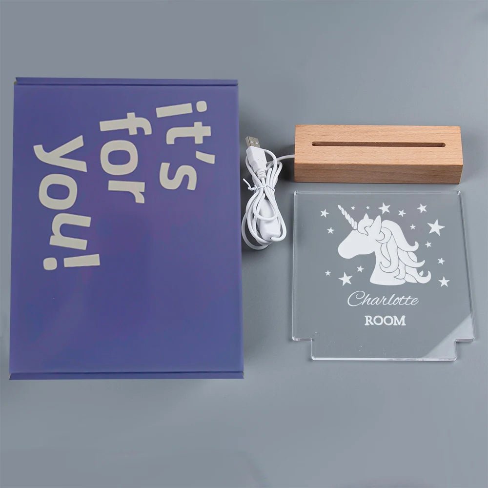 Lampe Enfant Veilleuse LED 3D Personnalisée USB en Cristal pour Chambre Cozy - Luminous Place