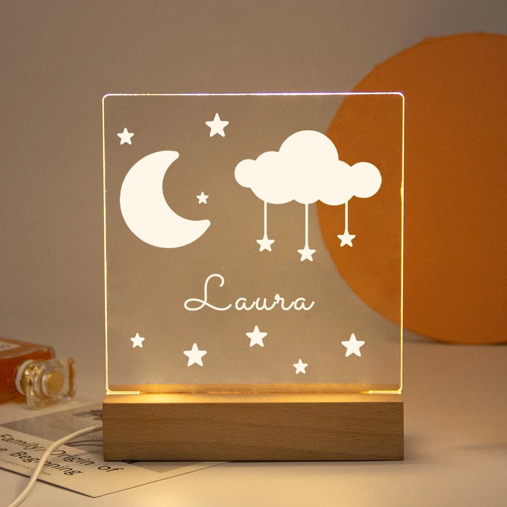 Lampe Enfant Veilleuse LED 3D Personnalisée USB en Cristal pour Chambre Cozy - Luminous Place