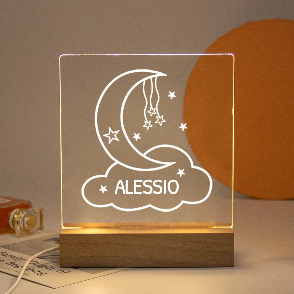 Lampe Enfant Veilleuse LED 3D Personnalisée USB en Cristal pour Chambre Cozy - Luminous Place