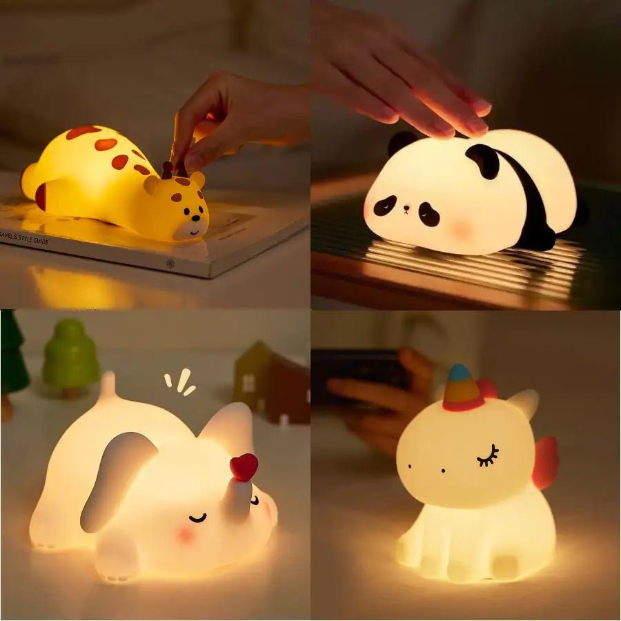 Lampe Enfant Veilleuse Silicone Girafe et Panda Lumière Chaude Rechargeable - Luminous Place