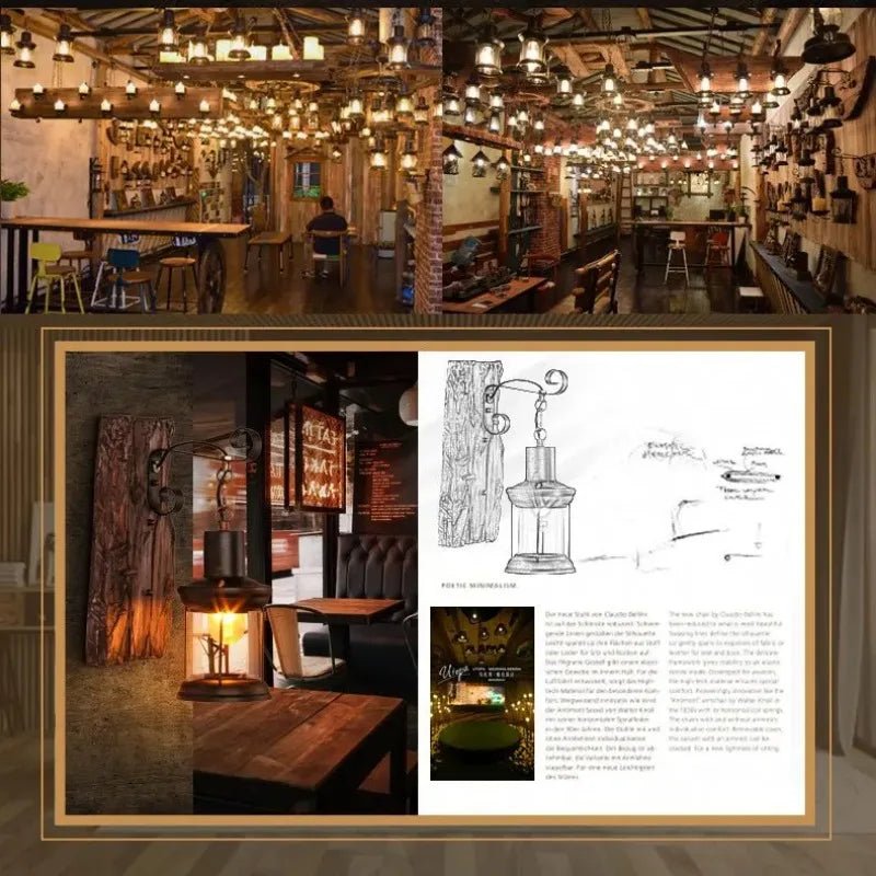 Luminaire Extérieur Applique Murale Industrielle Bois et Métal Rustique pour Bar et Loft - Luminous Place