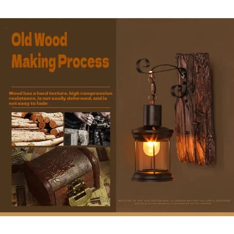 Luminaire Extérieur Applique Murale Industrielle Bois et Métal Rustique pour Bar et Loft - Luminous Place