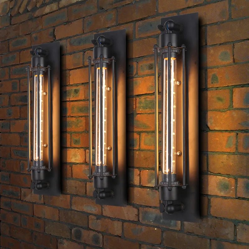 Luminaire Extérieur Applique Murale Industrielle en Fer Noir LED Loft Vintage - Luminous Place