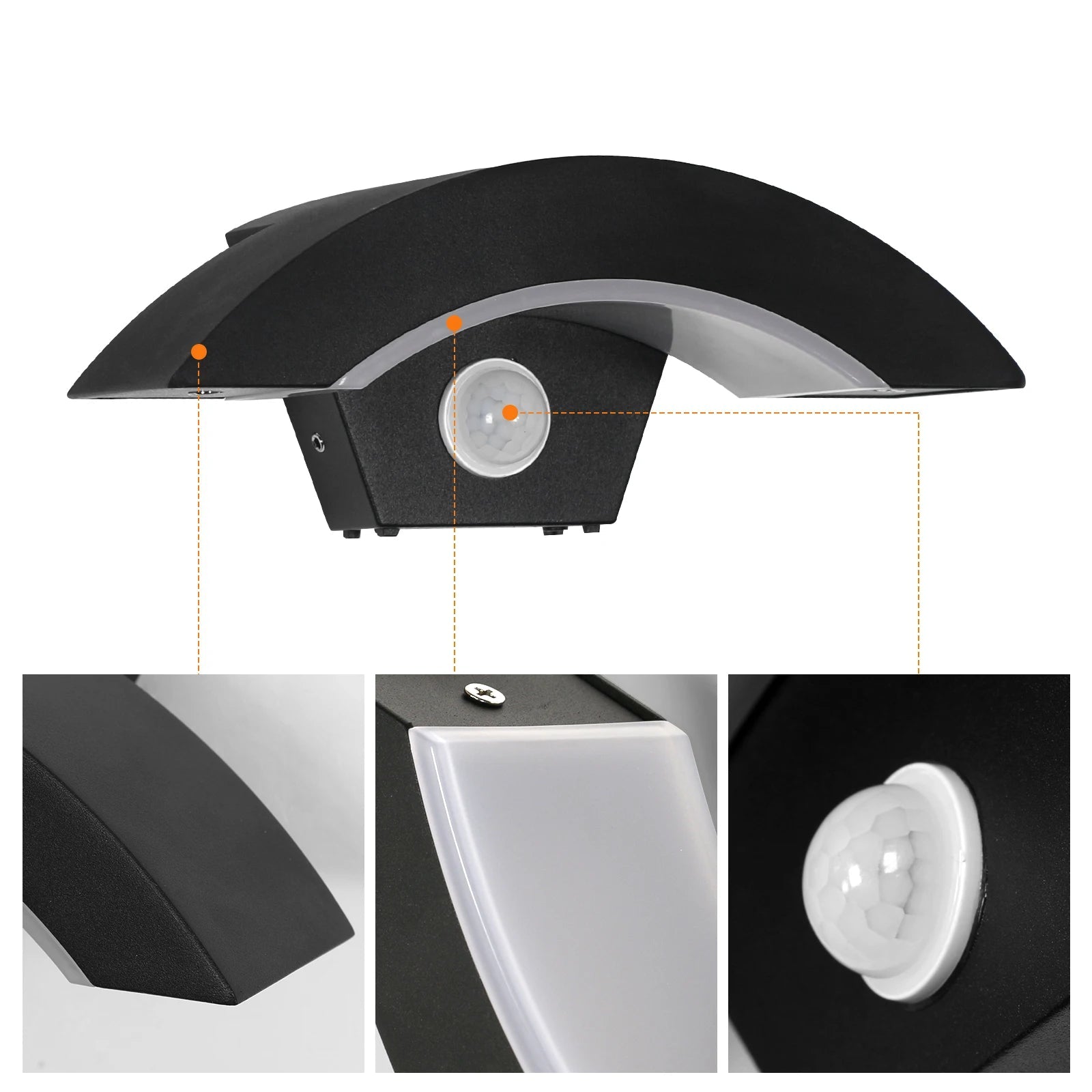 Luminaire Extérieur Applique Murale Moderne 24W Noir avec Capteur et Lumière Chaude 3000K - Luminous Place