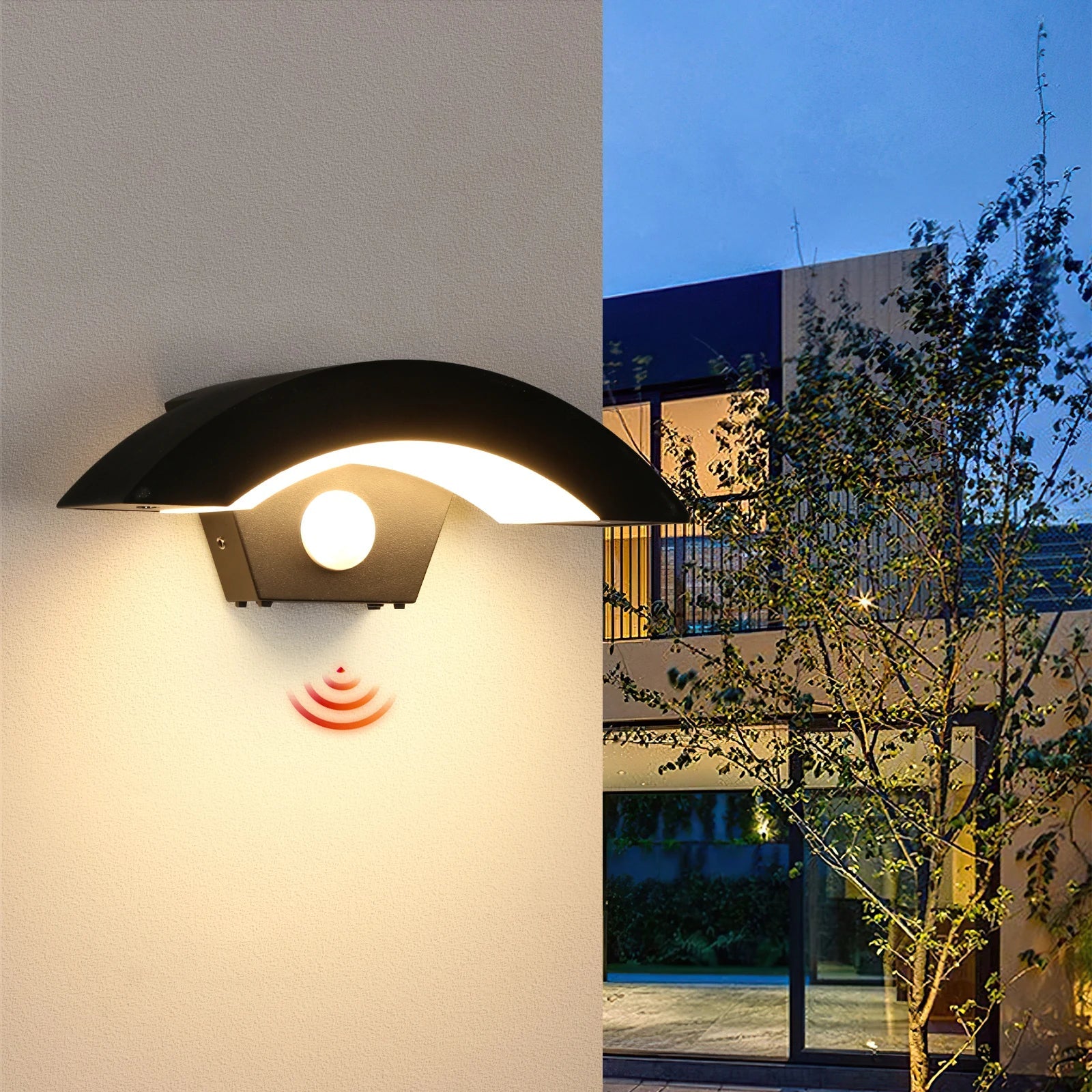 Luminaire Extérieur Applique Murale Moderne 24W Noir avec Capteur et Lumière Chaude 3000K - Luminous Place