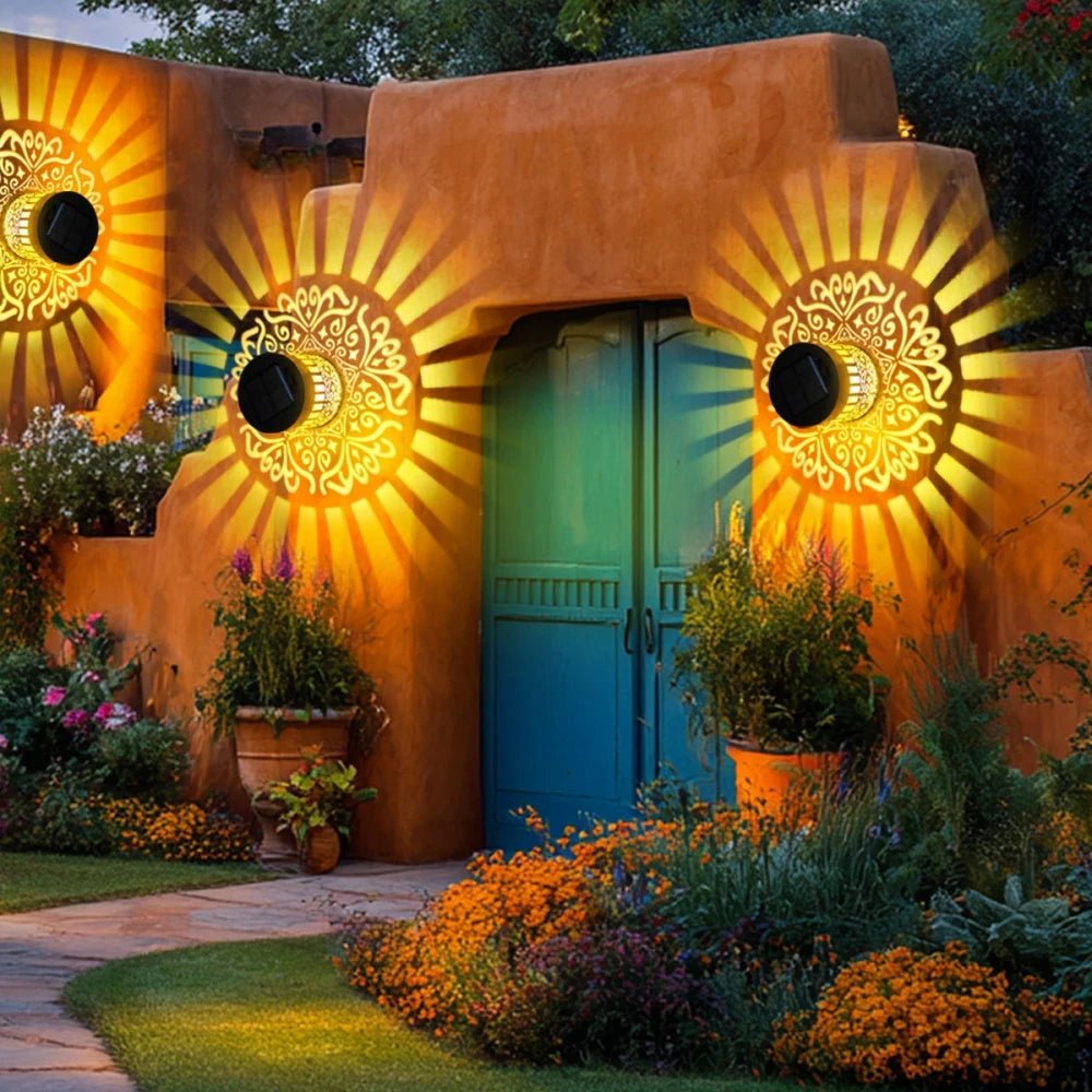 Luminaire Extérieur Applique Murale Solaire Mandala en Métal IP55, Lumière Chaude - Luminous Place