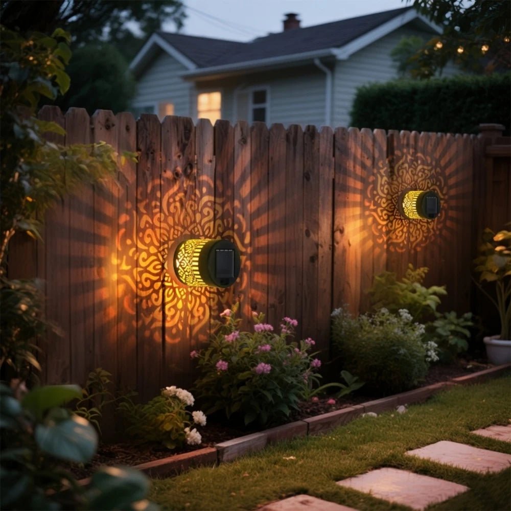 Luminaire Extérieur Applique Murale Solaire Mandala en Métal IP55, Lumière Chaude - Luminous Place