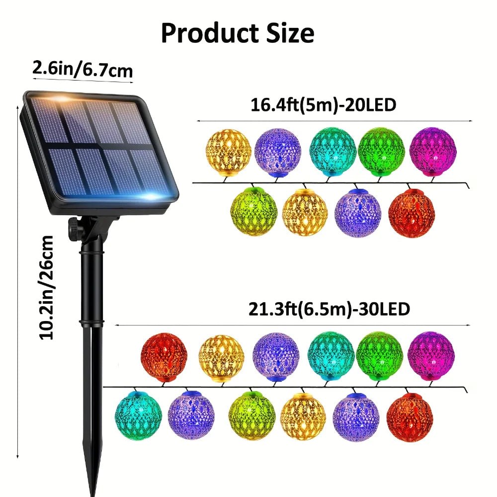 Luminaire Extérieur Boule Marocaine Solaire 20 LED Blanc Chaud IP65 - Luminous Place