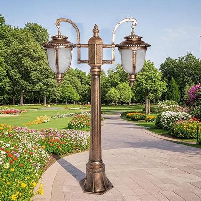 Luminaire Extérieur Double Tête en Aluminium IP65 pour Pelouse et Parc, 100 cm - Luminous Place