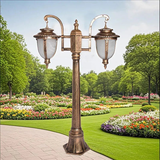 Luminaire Extérieur Double Tête en Aluminium IP65 pour Pelouse et Parc, 100 cm - Luminous Place