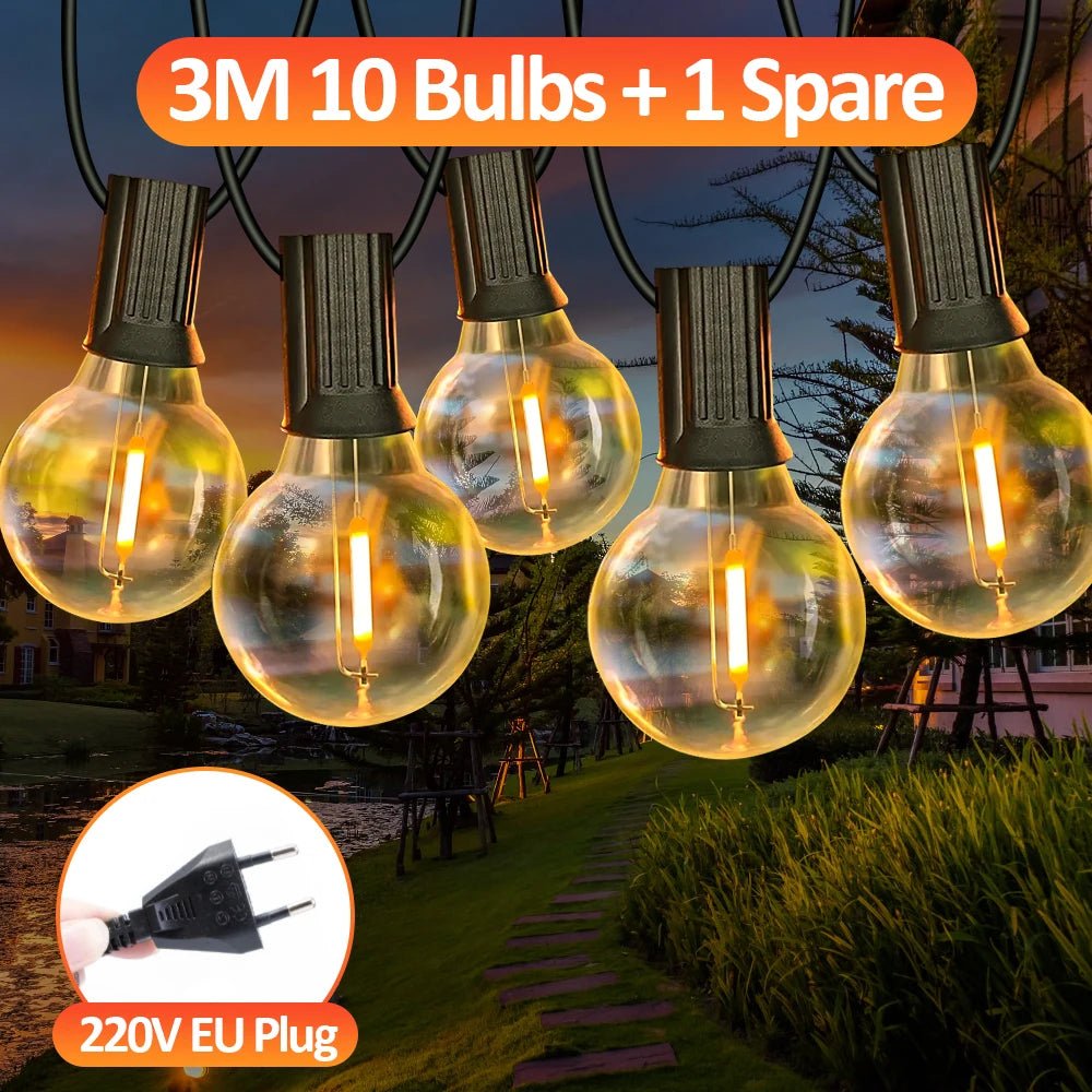 Luminaire Extérieur Guirlande LED Globe G40 IP65, lumière chaude pour balcon et fête - Luminous Place