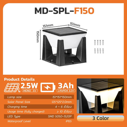 Luminaire Extérieur Lampadaire Solaire IP65 3 Couleurs LED Ambiance Chaleureuse - Luminous Place